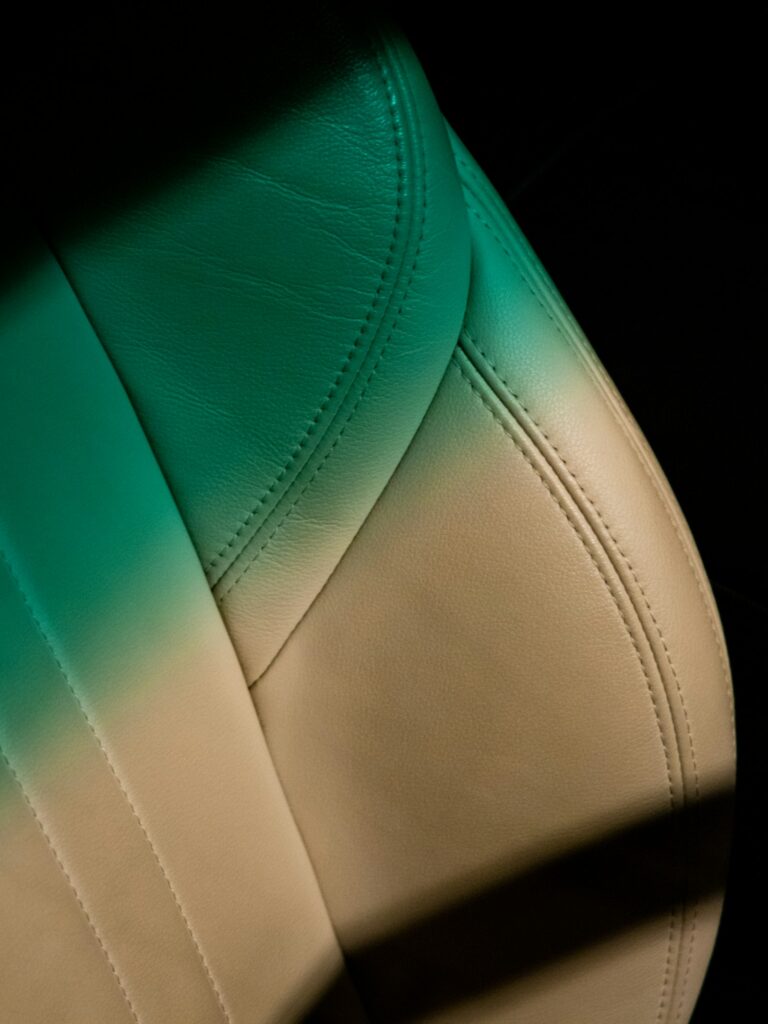 Beige leather car seat upholstery