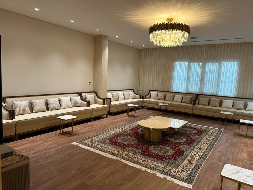 Majlis seating with custom back cushions and pillows