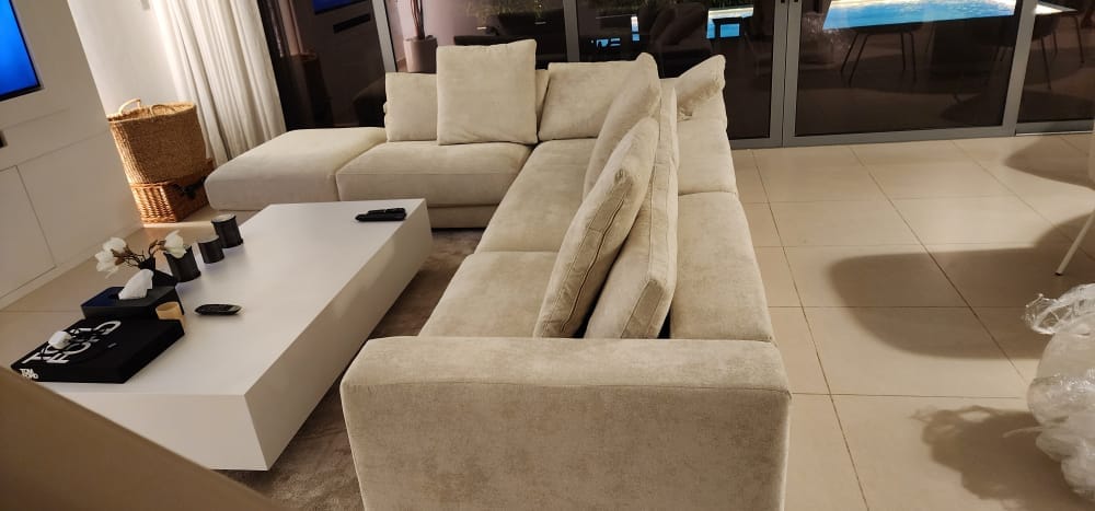 Sofa dressed with custom scatter cushions