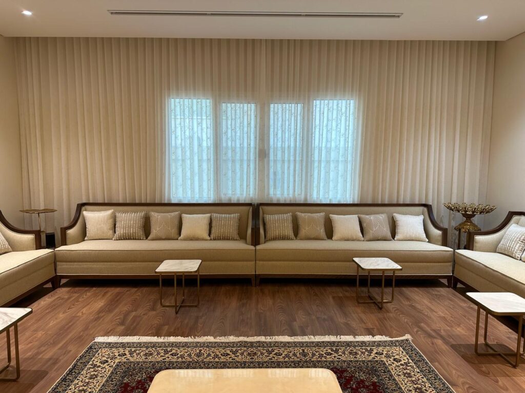 Home Motorized sheer curtains in a Dubai majlis