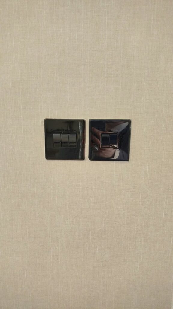Linen textured wallpaper installed in a Dubai villa