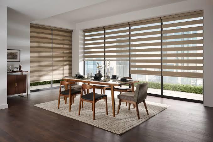Home Zebra blinds in a dining room